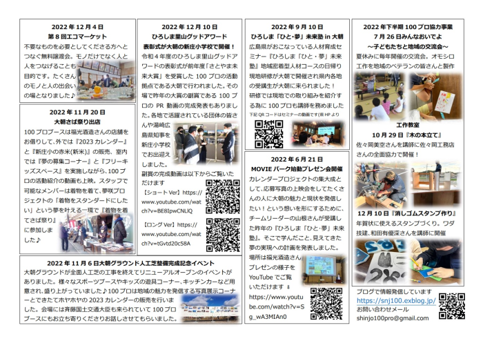 100プロinformation「2022年下半期」バージョンできました♪」