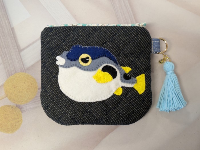 フグのオリジナルアップリケミニポーチ